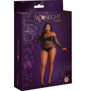 MOONLIGHT MODELO 9 BODY MANGA LARGA NEGRO BRILLANTE TALLA UNICA PLUS SIZE