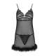 LIVCO CORSETTI FASHION ZERUNAM SET BABYDOLL TANGA NEGRO