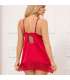 SUBBLIME BABYDOLL SATINADO CON ENCAJE ROJO S M